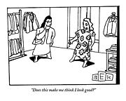 Two Women Talking Outside Fitting Rooms Drawing by Bruce Eric Kaplan