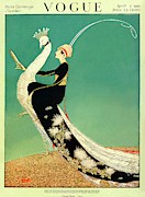 Vogue Cover Featuring A Woman Sitting On A Giant Art Print by