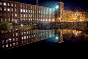 Waterfall At The Cocheco Mill At Night Photograph by Jeff Sinon