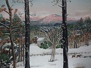 Winter - Cabin - Pink Knob Painting by Jan Dappen