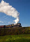 WM Steam train powers along railway Photograph by Steven Heap