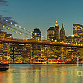Brooklyn Bridge Twilight Panoramic by Clarence Holmes