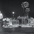 Madison - Wisconsin -  New Years Eve Panorama Black and White Photograph by Steven Ralser