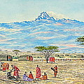 Mountain Village Painting by Joseph Thiongo
