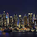 NYC Skyline Full Moon Panorama Photograph by Susan Candelario