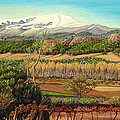 Vineyard Valley In The Sierra Nevada Surroundings Painting by Angeles M Pomata