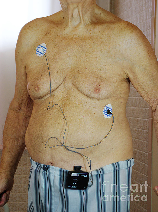 Elderly Man With Cardiac Event Recorder Greeting Card by Scimat