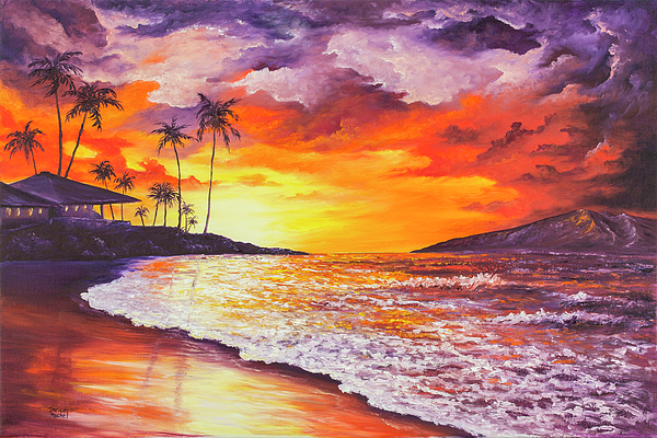 Sunset At Kapalua Bay Jigsaw Puzzle by Darice Machel McGuire