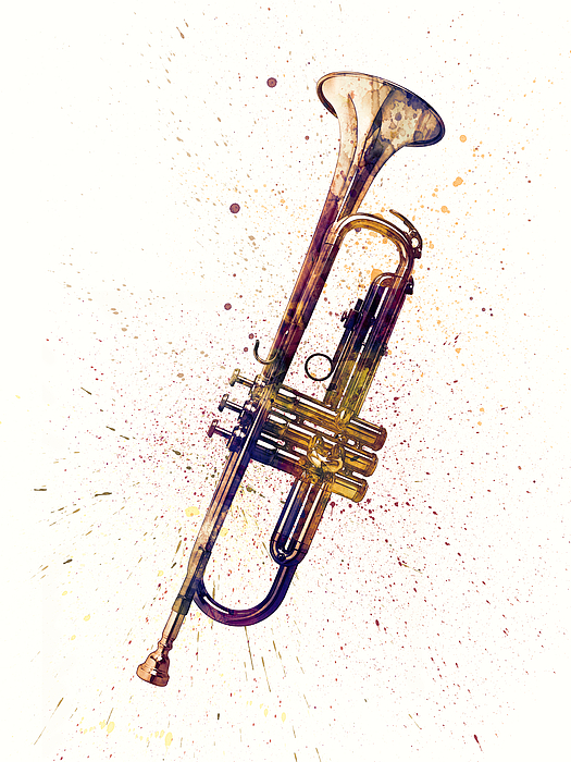Trumpet Abstract Watercolor Jigsaw Puzzle by Michael Tompsett