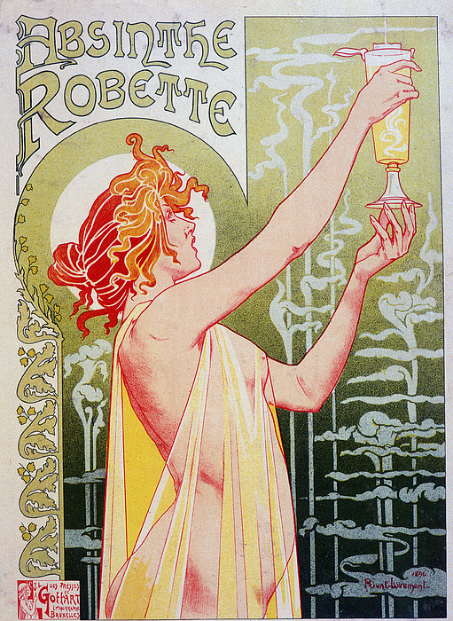パブミラー　 Henri de Villamont Advertising Poster For “absinthe Robette” By Privat Livemont, 1896