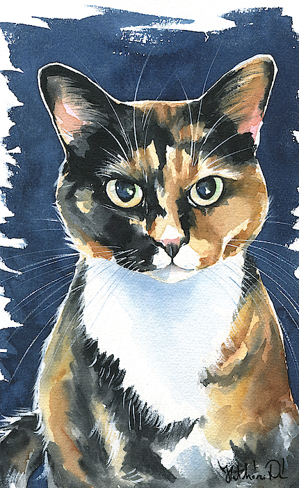 Poppy Calico Cat Painting Jigsaw Puzzle by Dora Hathazi Mendes
