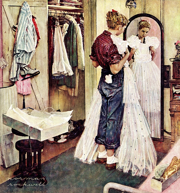 Prom Dress Bath Towel by Norman Rockwell - The Saturday Evening Post