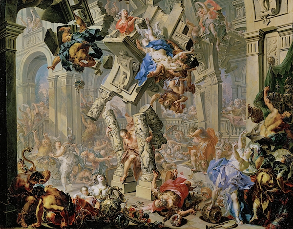 ジャンフランチェスコゴンザガ絵画 Samson's Revenge. Oil on canvas. Shower Curtain by Johann Georg