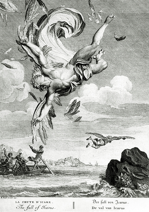 The Fall Of Icarus, 1731 Engraving Jigsaw Puzzle by Bernard Picart