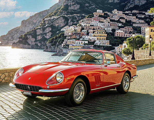 1967 Ferrari 275 GTB/4 in Rosso Chiaro, by an Italian Coastline