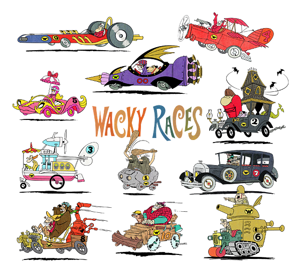 60s Wacky Races Group with Logo Jigsaw Puzzle by Glen Evans - PX