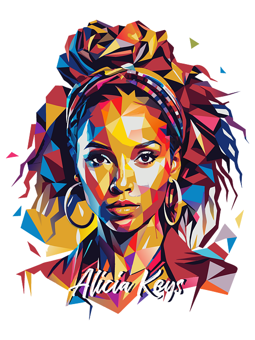 Alicia Keys #2 in WPAP Pop Art Bath Towel by Vector Artnesia