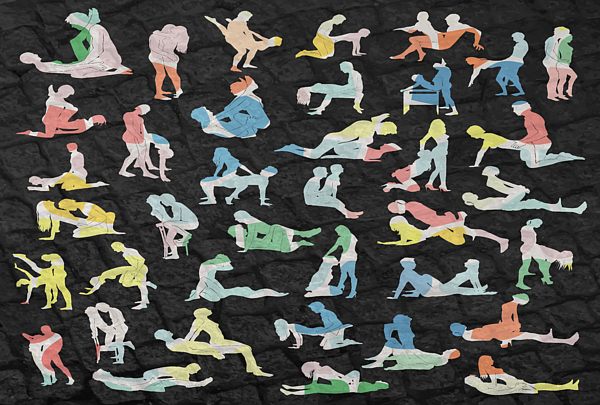 Kamasutra Couple Positions, Silhouettes Of Popular Sexual Positions