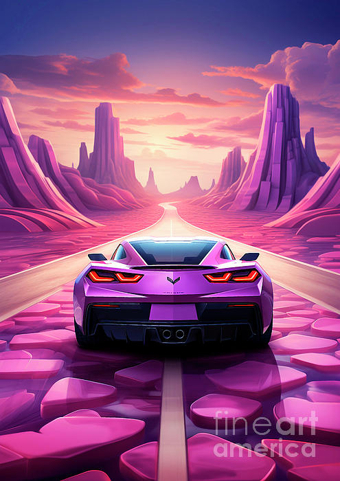 Chevrolet Corvette - Purple Thunder in Motion Jigsaw Puzzle by