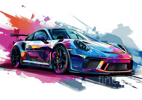Porsche 911 GT3 RS watercolor abstract vehicle Jigsaw Puzzle by