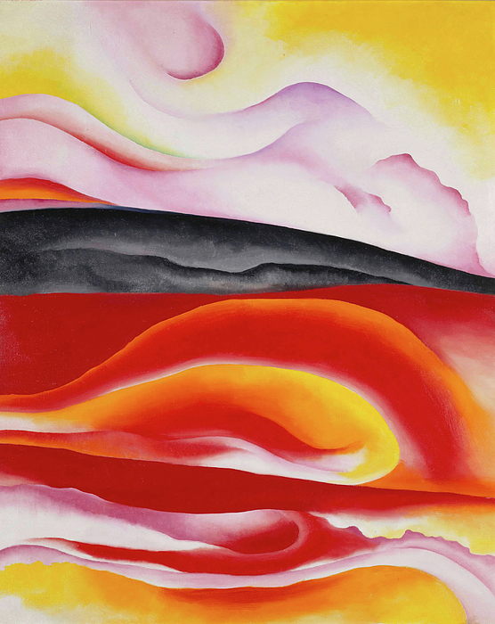 Red Yellow and Black Streak - Modernist abstract painting by
