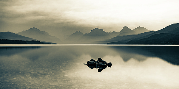 Reflections Of Dawn In Glacier National Park At Lake McDonald - A
