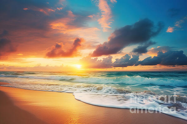 Sunset Over Ocean Waves Jigsaw Puzzle by Athena Mckinzie - Wonder