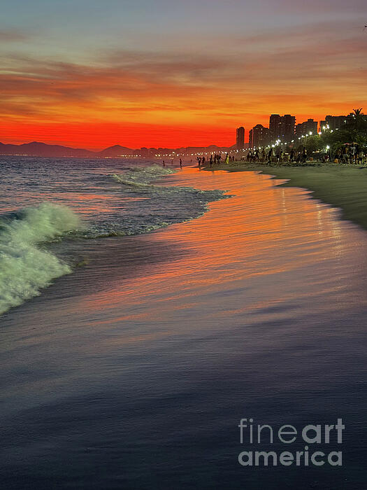 Vibrant Sunset Over Ipanema Beach Jigsaw Puzzle by Leslie Brashear