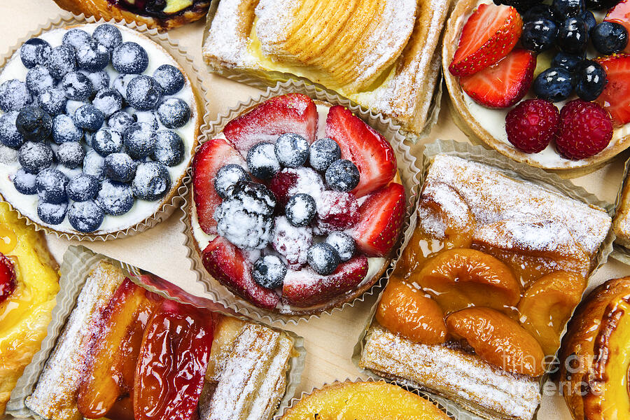 Assorted tarts and pastries 1 Photograph by Elena Elisseeva - Metal Posters