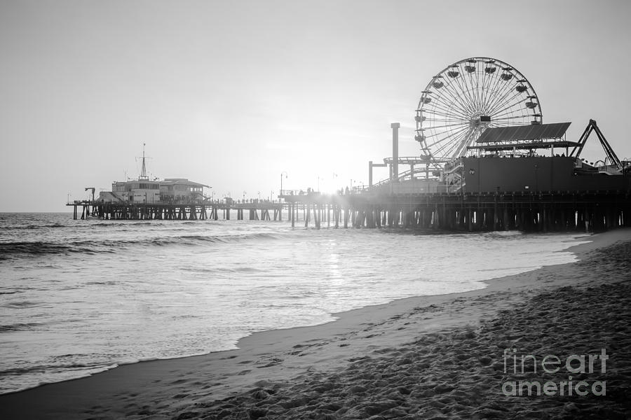 Santa Monica Pier Black and White Picture #2 Photograph by Paul Velgos