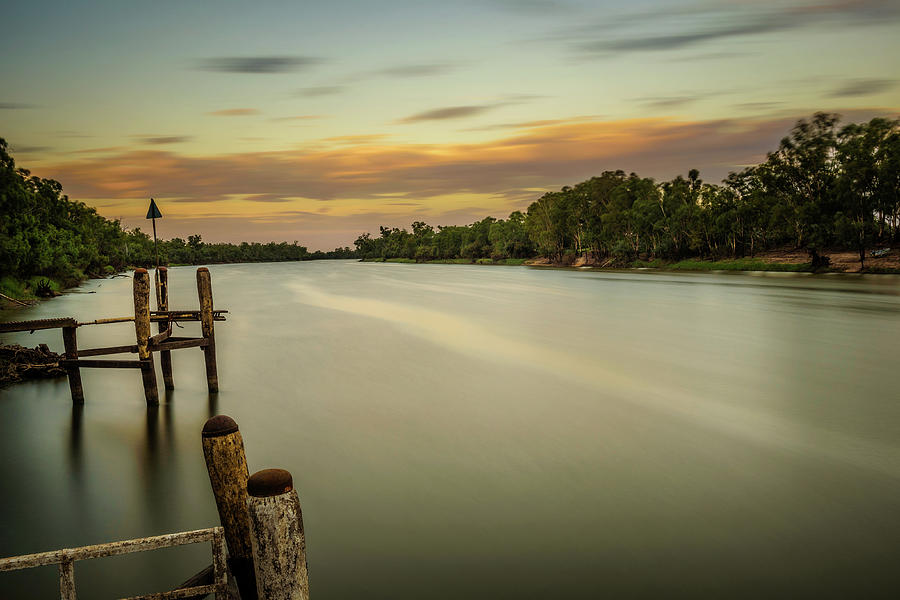 Sunset over Murray river in Mildura, Australia #1 Photograph by Miroslav Liska