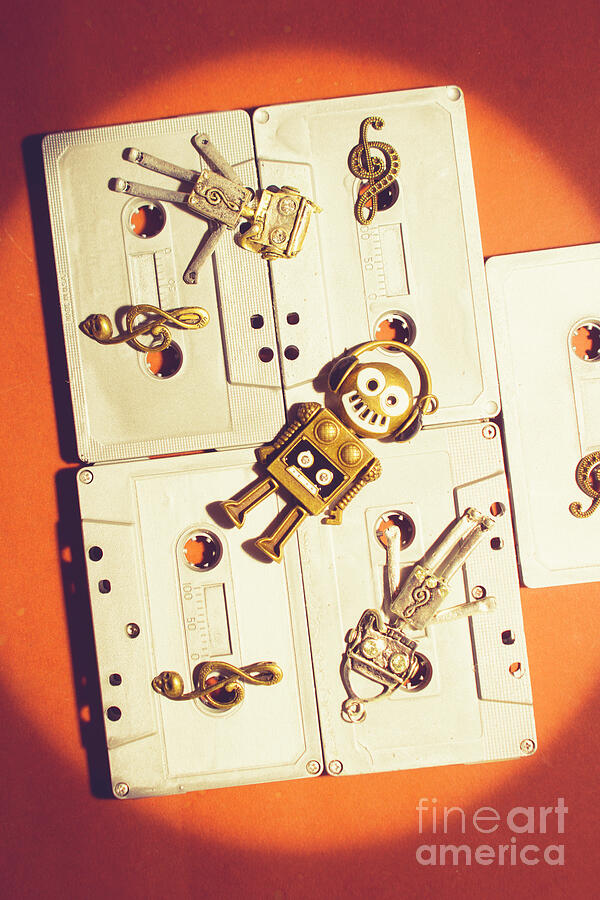 Retro Robot with Cassettes Photograph - 1980s Robot Dancer by Jorgo Photography