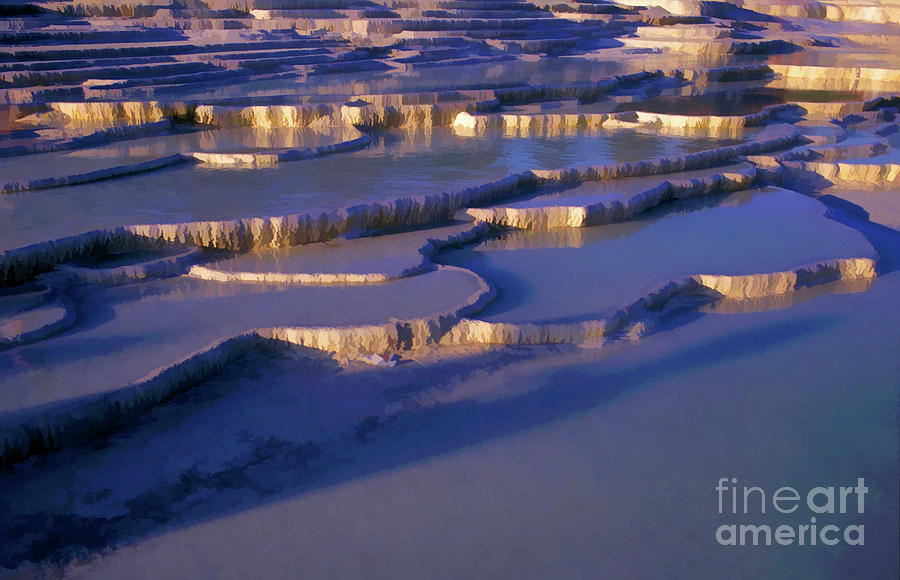 Sunset over the famous cotton castle pools of Pamukkale #3 Photograph by Sami Sarkis Photography