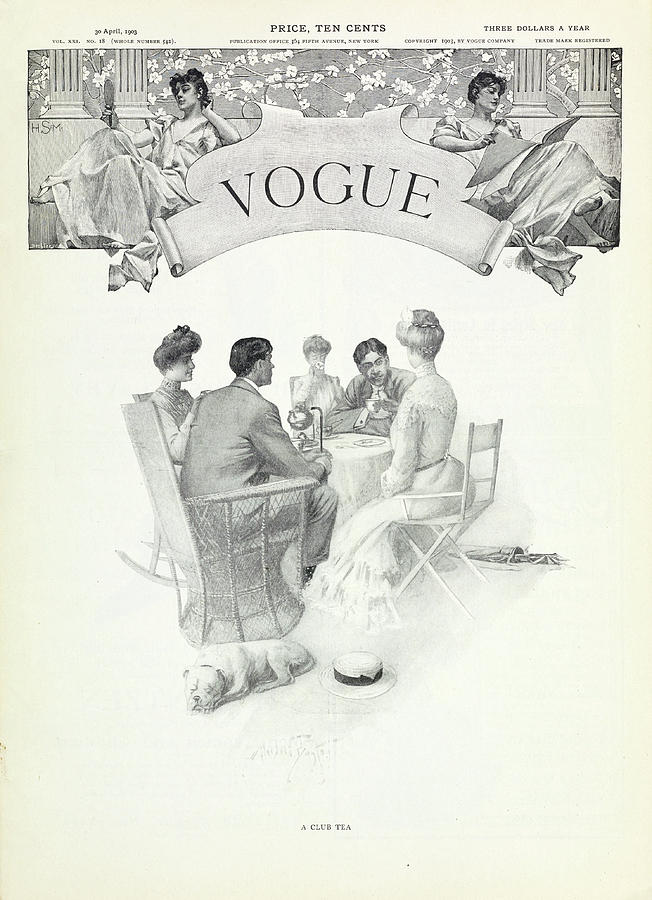 Vintage Vogue Tea Gathering Photograph - A Club Tea by Artist Unknown