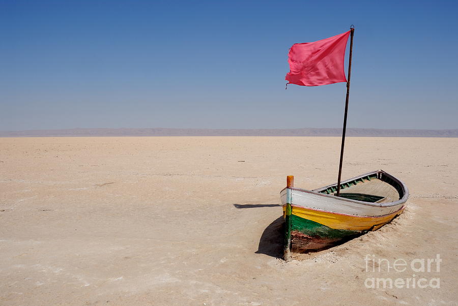 Abandoned rowboat in dry salt lake Photograph by Sami Sarkis Photography