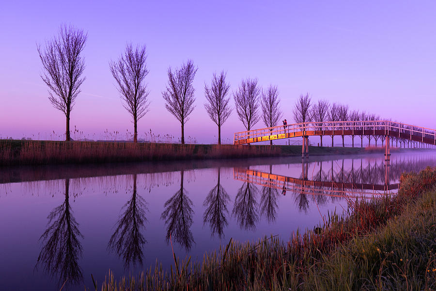 Alone on a Canal Bridge Photograph by Sue Leonard