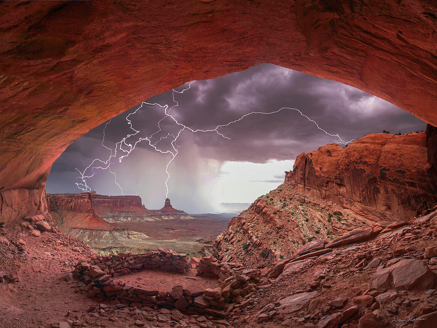 Lightning Over Utah Canyon Photograph - Ancient Storm 2 by Dan Norris
