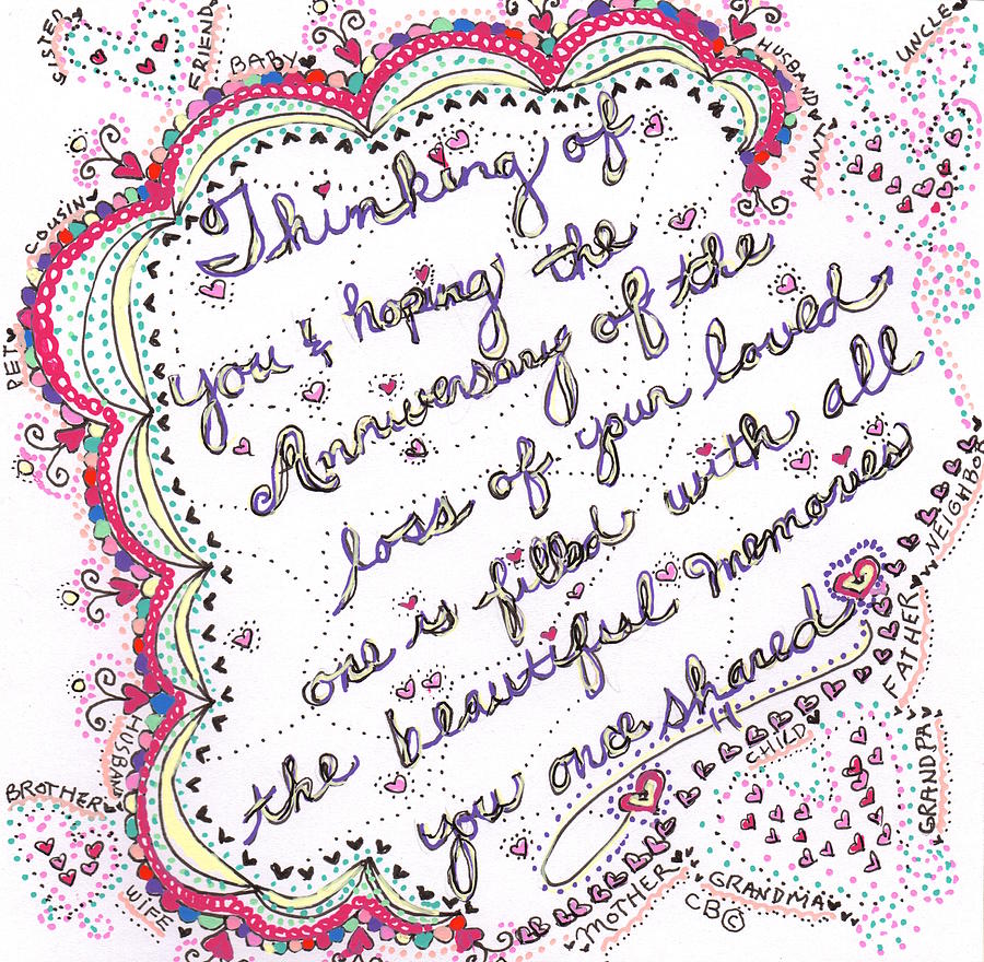 Anniversary Memorial Drawing by Carole Brecht