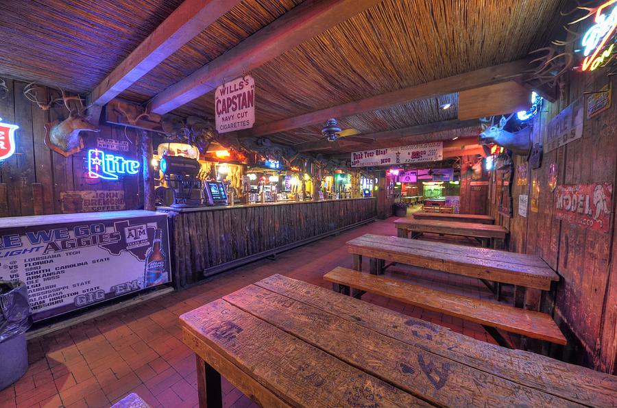 Rustic Bar with Neon Signs Photograph - Bar at the Dixie Chicken by David Morefield