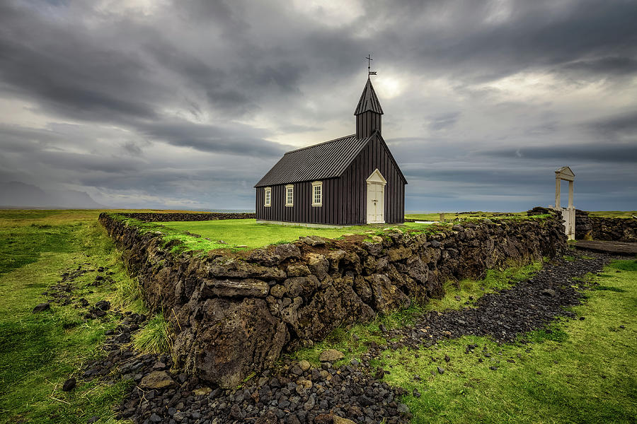 Black wooden church of Budir in Iceland Photograph by Miroslav Liska