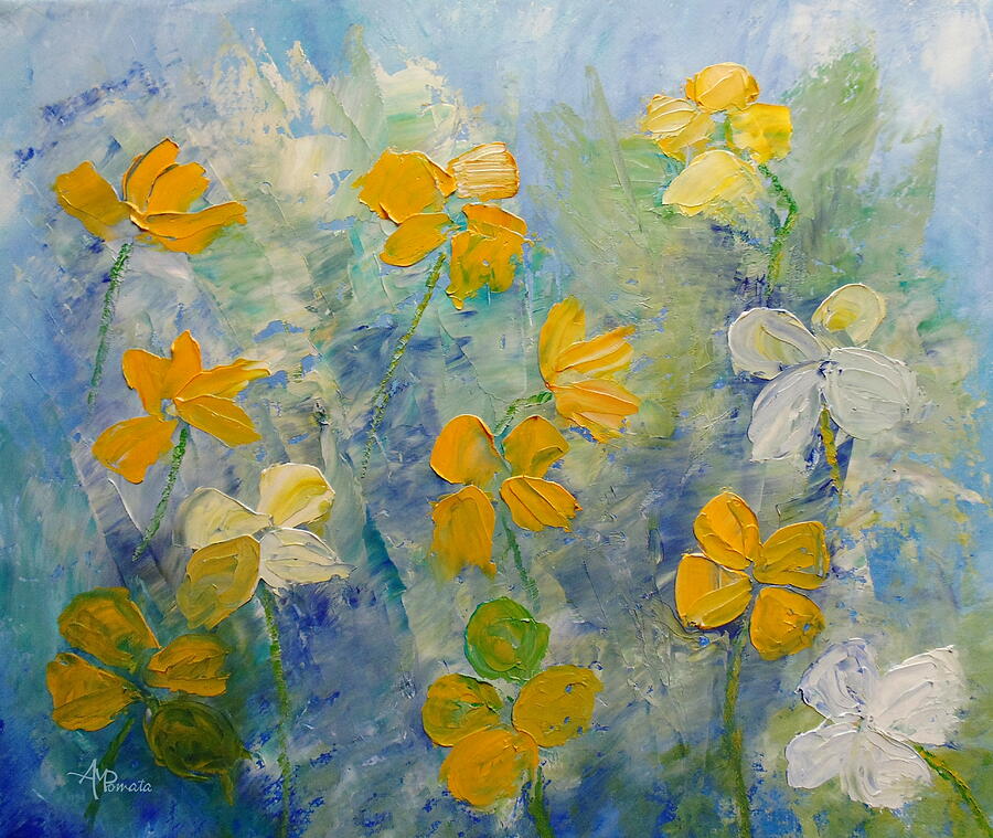Blossoms In Breeze Painting by Angeles M Pomata