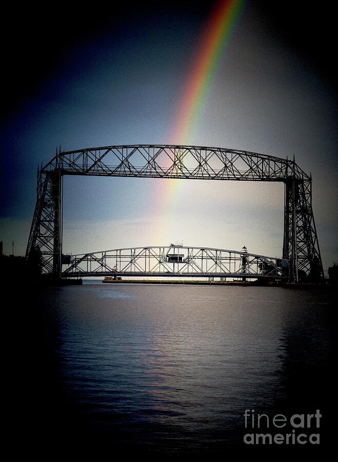 Rainbow Over Lift Bridge Photograph - Somewhere Over The Lift Bridge by Duluth To Door County Photography