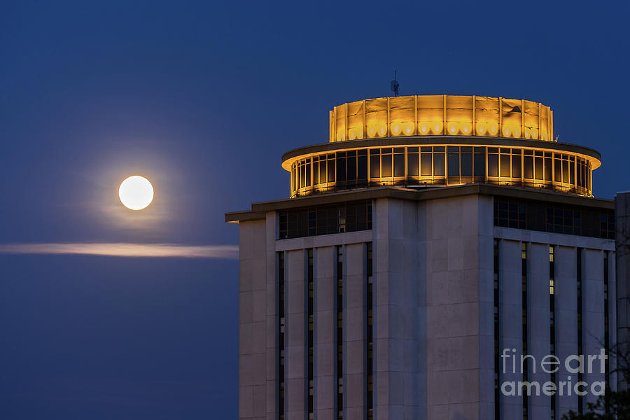 Capstone House and Full Moon Photograph by Charles Hite