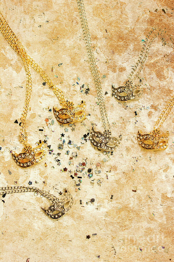 Elegant Masks on Chains Photograph - Carnival masquerade jewels by Jorgo Photography