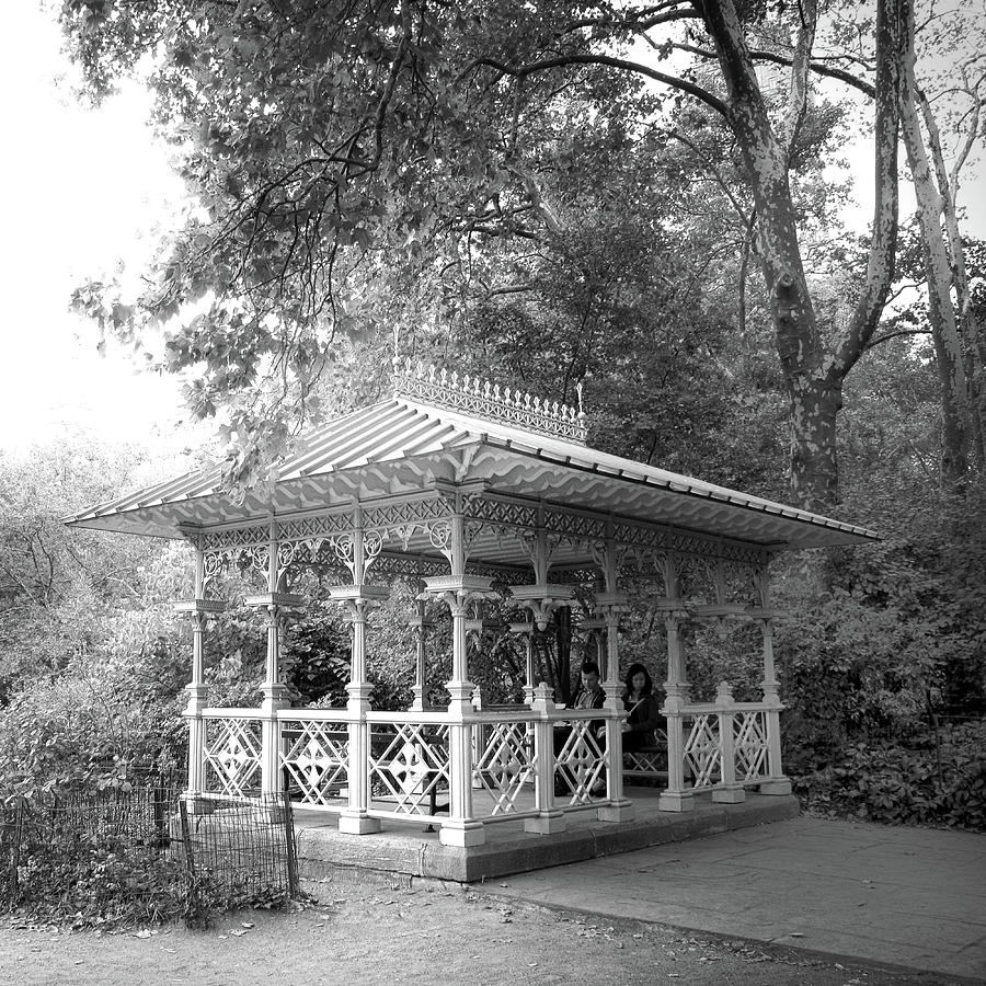Ornate Gazebo in Serene Park Setting Photograph - Central Park Pavilion by Jessica Jenney
