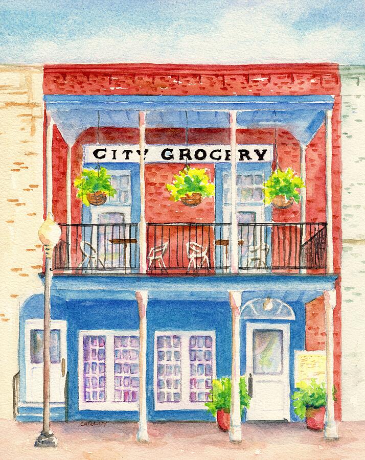City Grocery Oxford Mississippi Painting by Carlin Blahnik CarlinArtWatercolor