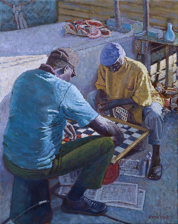 Conch Stand Checker Mates Painting by Ritchie Eyma