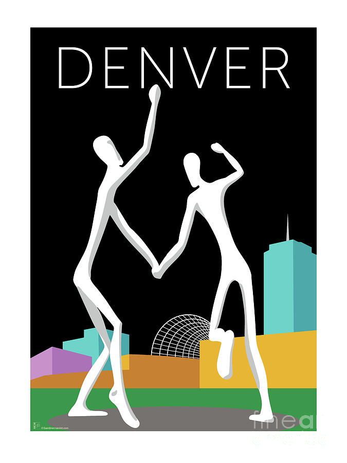 DENVER Dancers/Black Digital Art by Sam Brennan