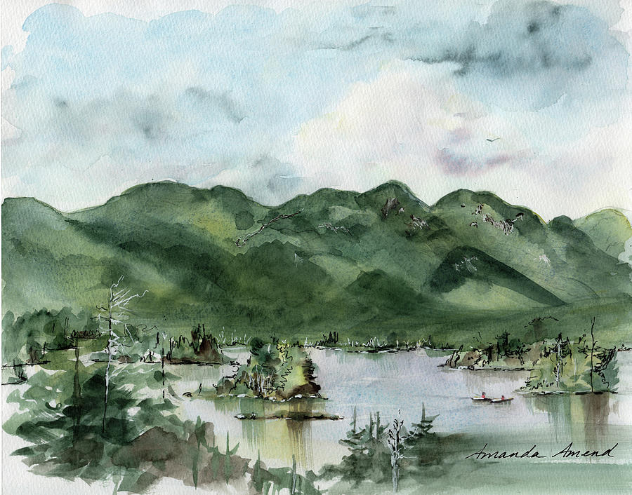 Elk Lake from Big Darling Painting by Amanda Amend