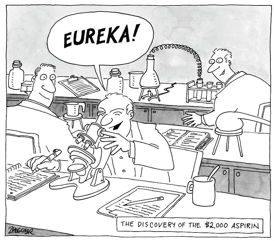 Eureka Moment in the Lab Drawing - Eureka by Jack Ziegler